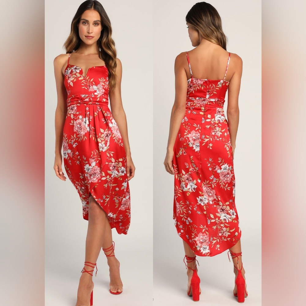Lulu's My Favorite Day Floral Dress Red